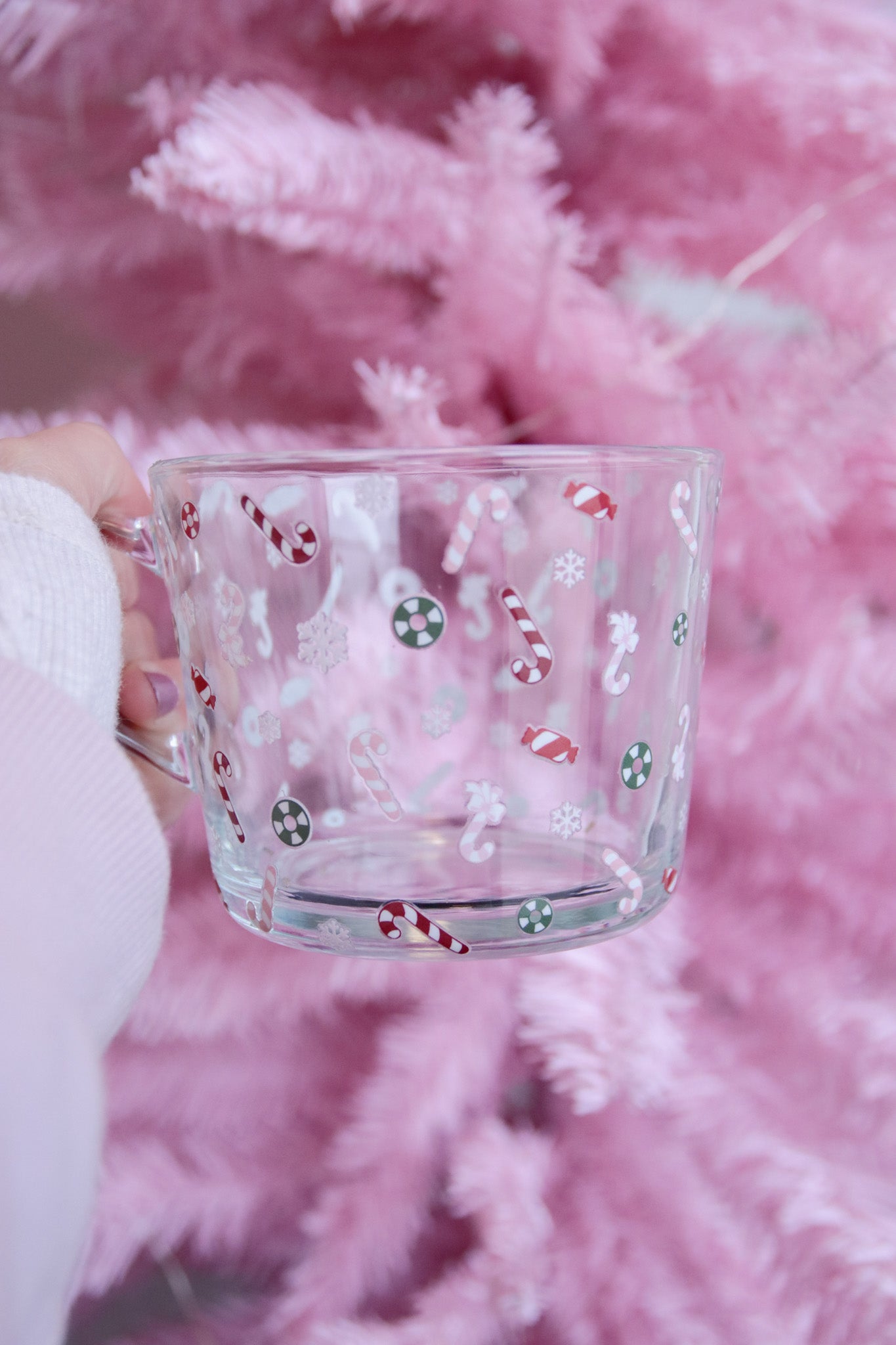 Candy Cane Cutie Glass with Handle and Cork Engraved Coaster